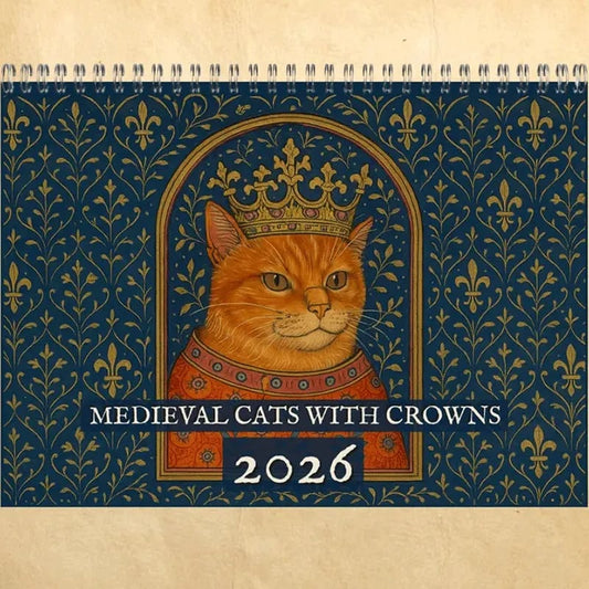 🔥Early Christmas Sale 50% OFF - 🐱🗓️Medieval Cats with Crowns Calendar 2026