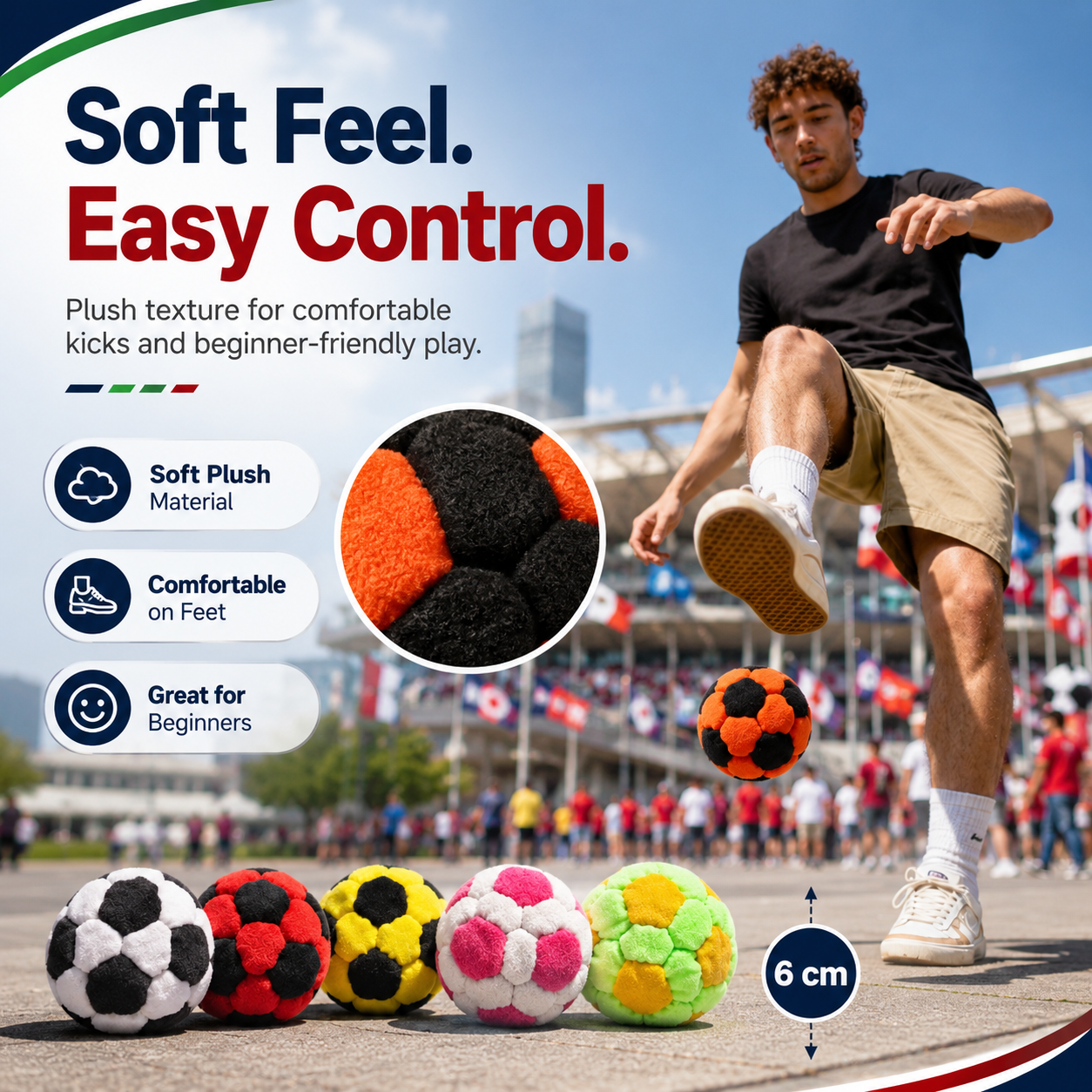 NBHUBS™🔥Soccer Hacky Footbag Sack, Soft Plush Soccer Footbags-(Buy two, get one free – today only)🔥