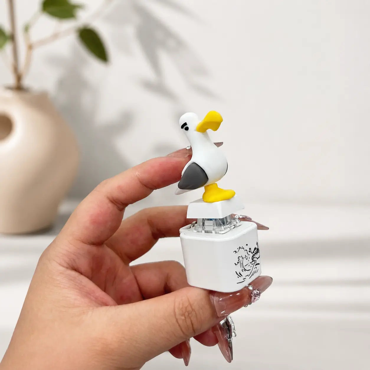 Funny Light-Up Seagull Sound Button Keychain – Type-C Rechargeable Fidget Toy