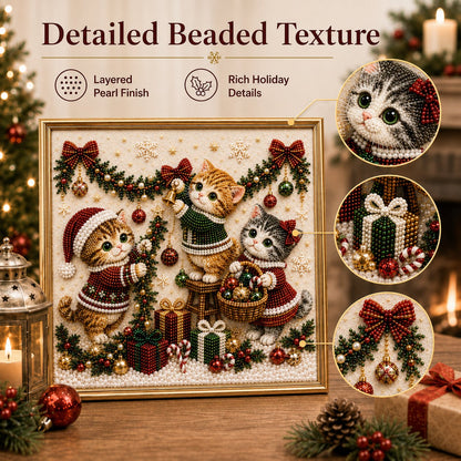 🎅🐱 LAST DAY 50% OFF-3D Pearl Christmas Cat Art Kit-Beginner-Friendly DIY Holiday Decoration ❄️🎄(Buy 2 Get Free Shipping)