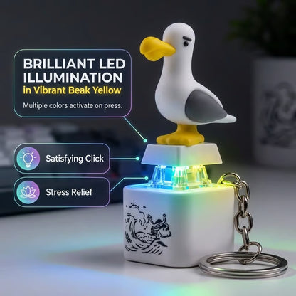 Funny Light-Up Seagull Sound Button Keychain – Type-C Rechargeable Fidget Toy