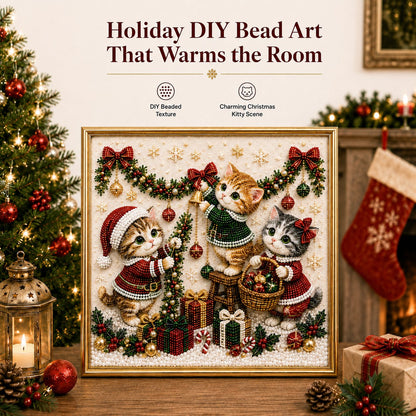 🎅🐱 LAST DAY 50% OFF-3D Pearl Christmas Cat Art Kit-Beginner-Friendly DIY Holiday Decoration ❄️🎄(Buy 2 Get Free Shipping)