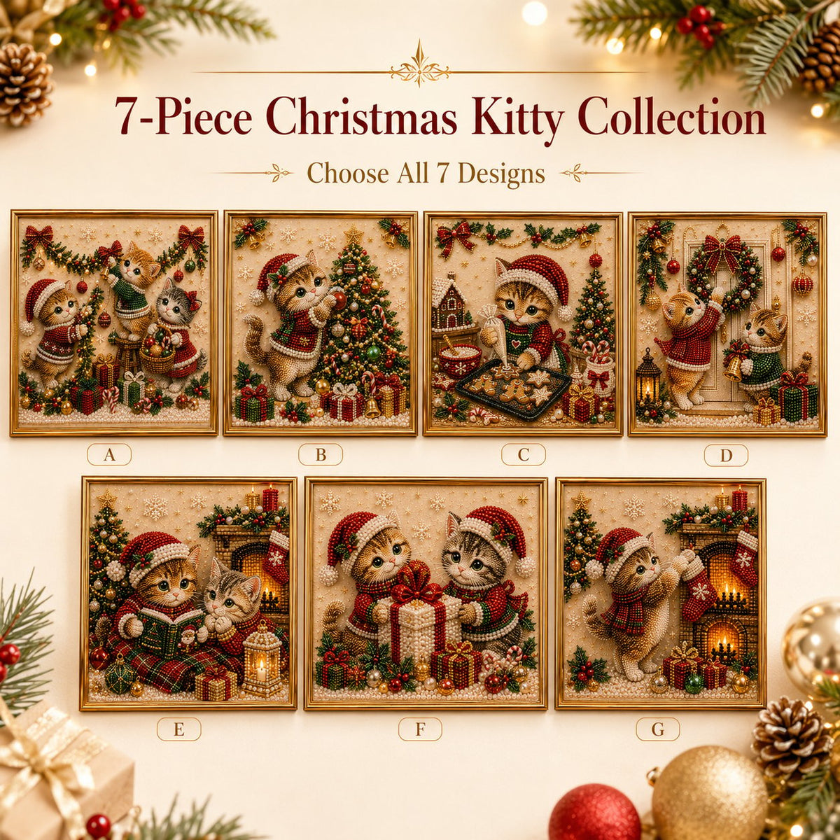 🎅🐱 LAST DAY 50% OFF-3D Pearl Christmas Cat Art Kit-Beginner-Friendly DIY Holiday Decoration ❄️🎄(Buy 2 Get Free Shipping)