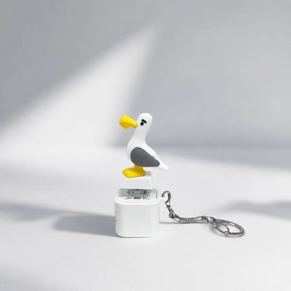 Funny Light-Up Seagull Sound Button Keychain – Type-C Rechargeable Fidget Toy