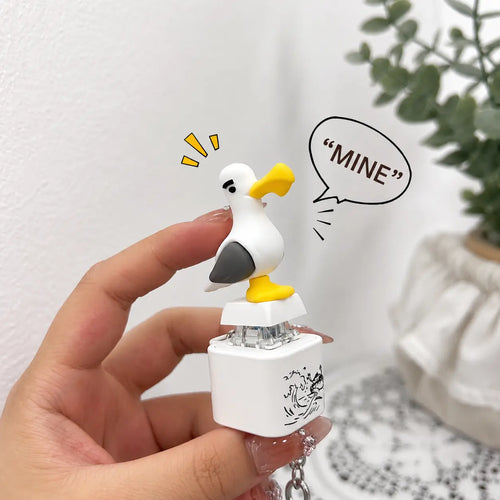 Funny Light-Up Seagull Sound Button Keychain – Type-C Rechargeable Fidget Toy