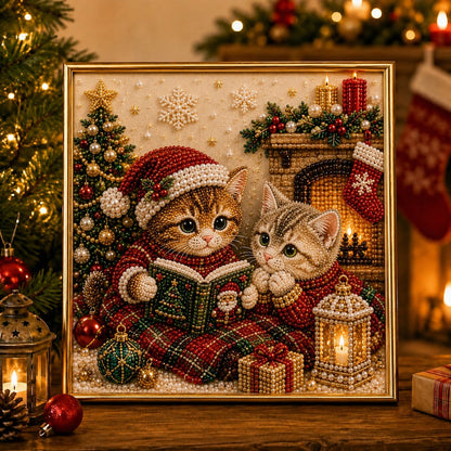 🎅🐱 LAST DAY 50% OFF-3D Pearl Christmas Cat Art Kit-Beginner-Friendly DIY Holiday Decoration ❄️🎄(Buy 2 Get Free Shipping)