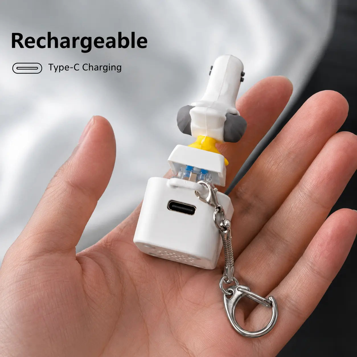 Funny Light-Up Seagull Sound Button Keychain – Type-C Rechargeable Fidget Toy